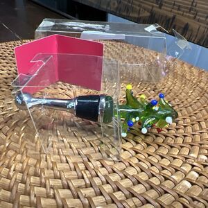 New” Art Glass Wine Bottle Stopper Christmas Tree Holiday Boston Warehouse